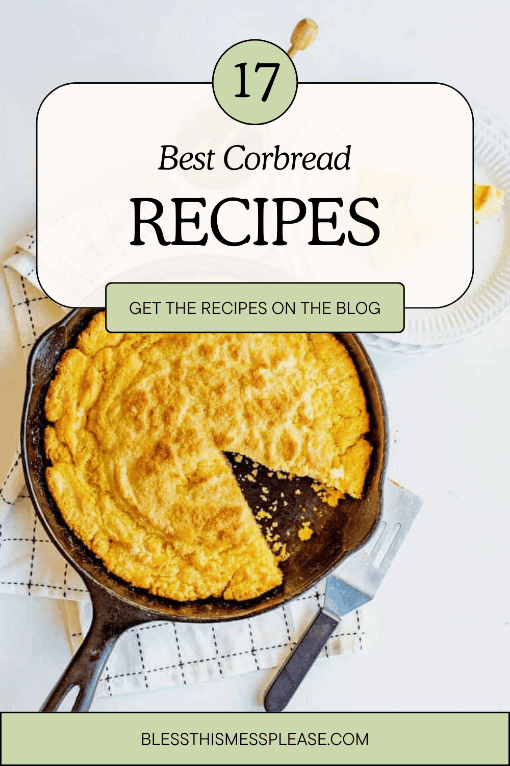 cornbread in cast iron pan with words best cornbread recipes