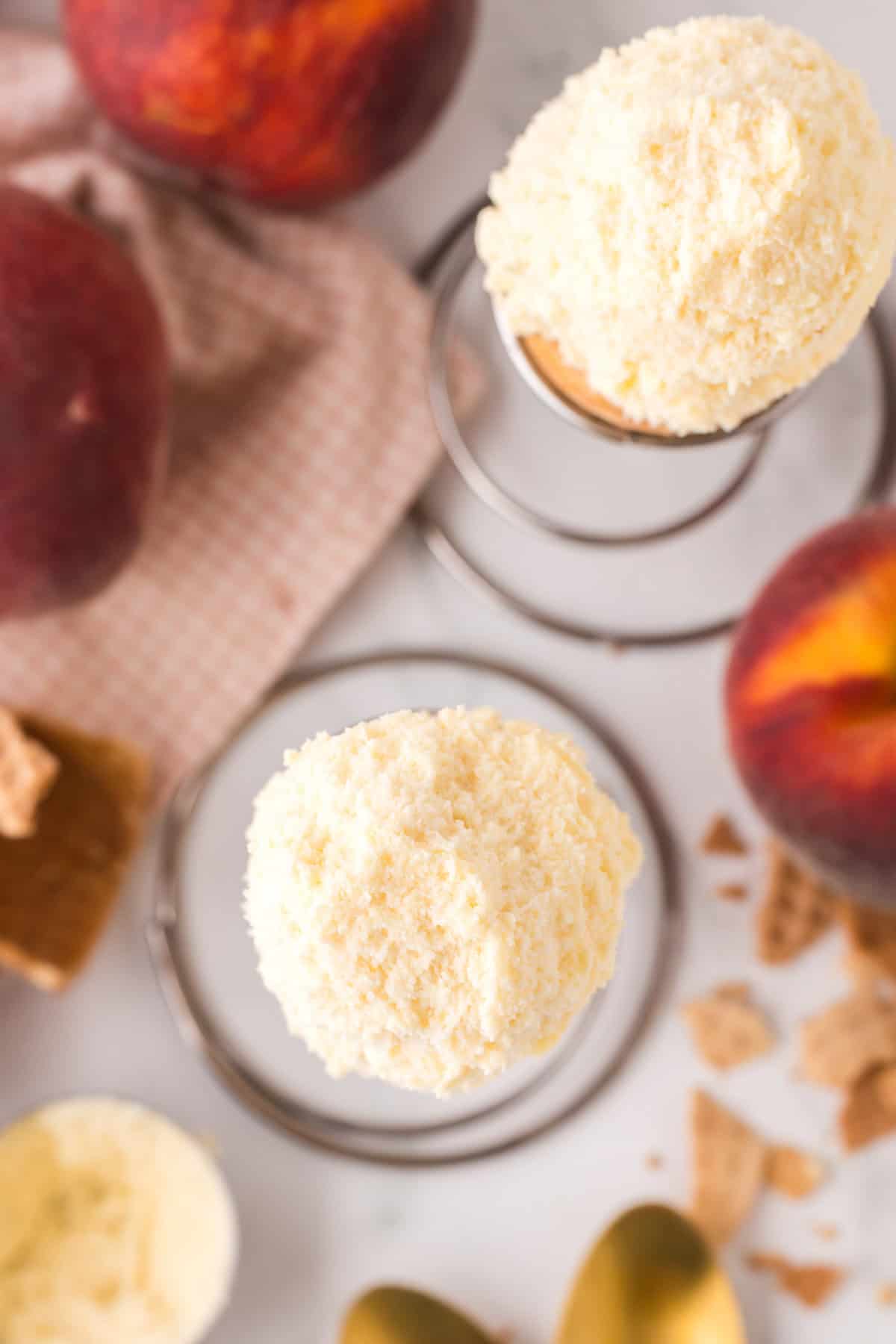 peach ice cream scoops.