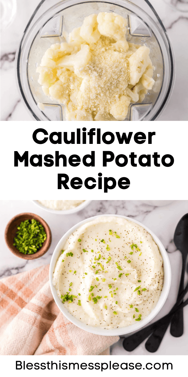 Pinterest pin with text that reads Cauliflower Mashed Potato Recipe.