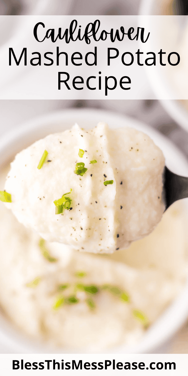 Pinterest pin with text that reads Cauliflower Mashed Potato Recipe.