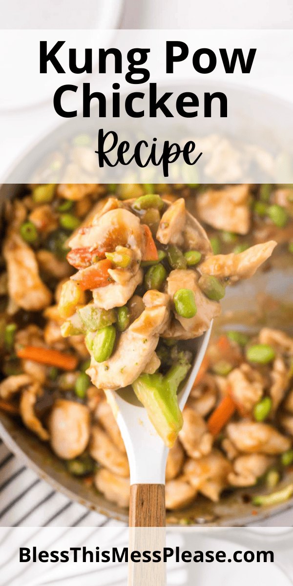 Pinterest pin with text that reads Kung Pow Chicken Recipe.