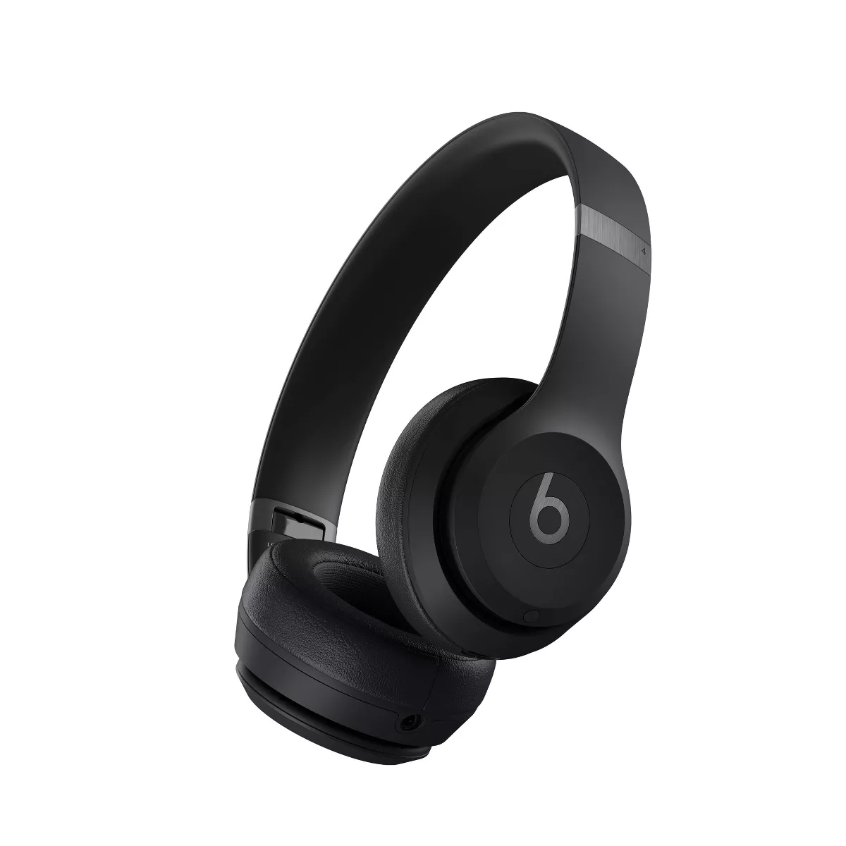 A pair of sleek, black over-ear headphones with a prominent b logo on the ear cup, angled slightly to the side against a white background.